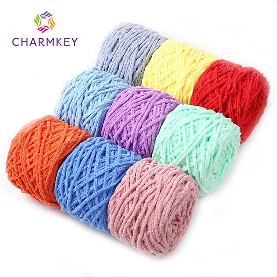Charmkey Fancy Chunky 100% Polyester Chenille Yarn for Hand Knitting 