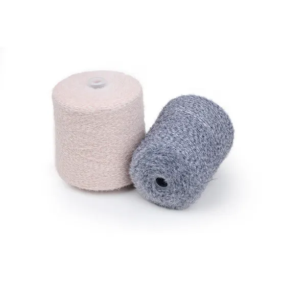 Kingeagle Best Price Polyester Nylon Hairy Beige Fancy Feather Yarn for Knitting 